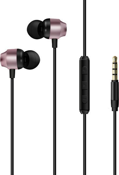 Wired headphones 3,5 mm jack pink gold austiņas