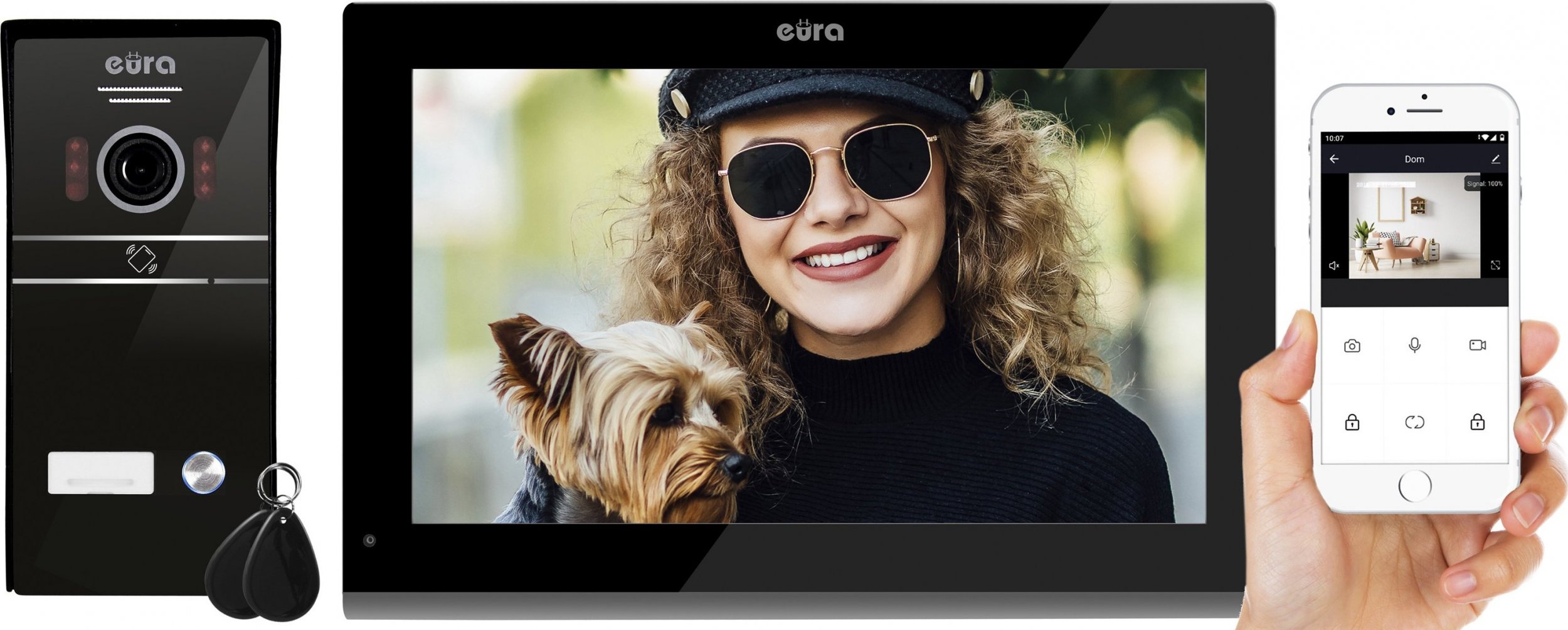 Eura Wideodomofon EURA VDP-98C5 - bialy, dotykowy, LCD 10'', AHD, WiFi, pamiec obrazow, SD 128GB VDP-98C5 (5905548277950)