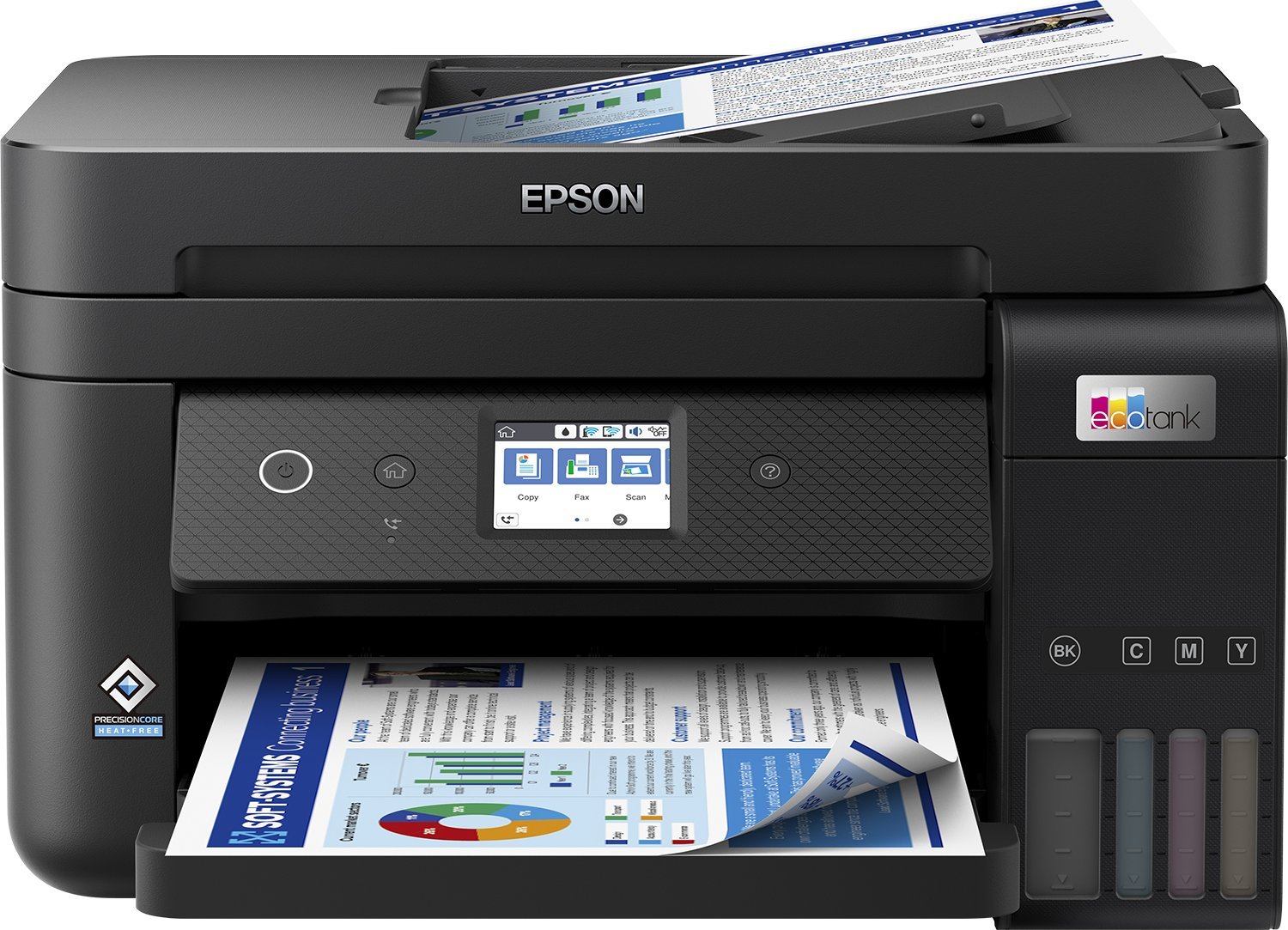 Epson EcoTank ET-4850 Tintenstrahl-Multifunktionsdrucker (A4, Drucken, Kopieren, Scannen, Fax, Tintentanksystem, USB) printeris