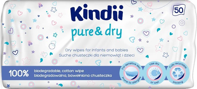 Kindii Pure & Dry suche chusteczki dla niemowlat i dzieci 50 szt. 703301