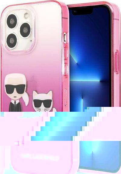 Karl Lagerfeld Gradient Ikonik Karl & Choupette - Etui iPhone 13 Pro (rozowy)