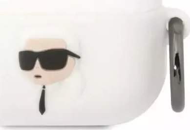 Karl Lagerfeld Etui ochronne na sluchawki Karl Lagerfeld do AirPods Pro cover bialy/white Silicone Karl Head 3D KF001463 (3666339087845)