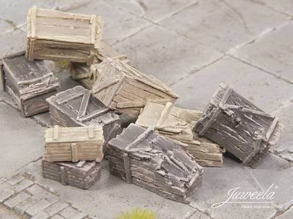 Juweela Juweela: Stare drewniane skrzynie - Male - Jasne i ciemne (10 szt) 2012378 (4260360089367) Rotaļu auto un modeļi