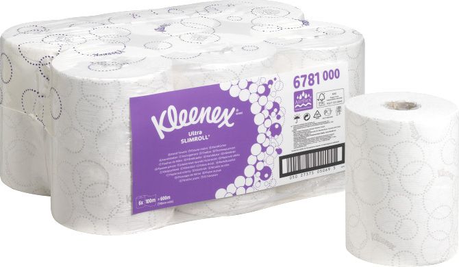 Kimberly-Clark Kimberly-Clark Kleenex Ultra Slimroll - Reczniki papierowe w roli, 2 -warstwy, biale, 6 rolek - 100 m 6781 (5027375050695)