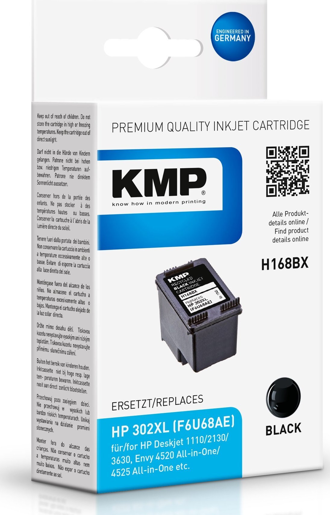 KMP H168BX ink cartridge black compatible with HP F6U68AE kārtridžs