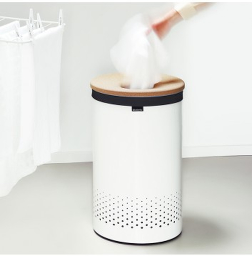 BRABANTIA Laundry Bin veļas grozs, 60l , Cork Lid - White 104404