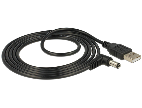 Stromkabel Delock USB A -> DC 5,5 x 2,1mm St 90  1.50m USB kabelis