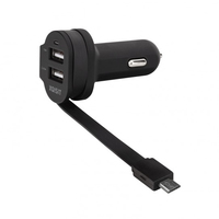 Xqisit ład. sam. 6A Dual USB+microUSB car charger czarny|black 20425 iekārtas lādētājs