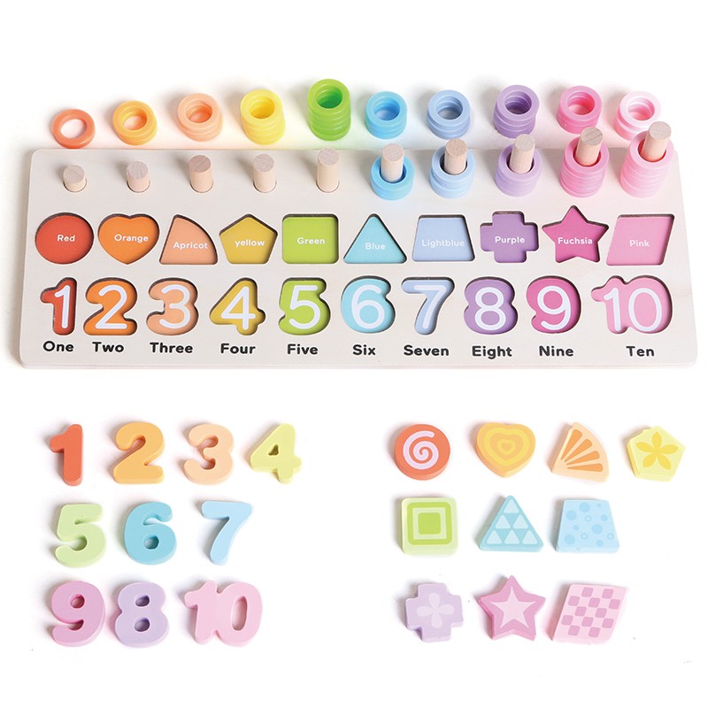 Wooden puzzle 3in1 Numbers shapes puzle, puzzle