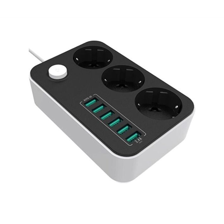 ColorWay Power Socket :3 EU plugs/6USB Blac CW-CHE36B 1.8 m, Black Klimata iekārta