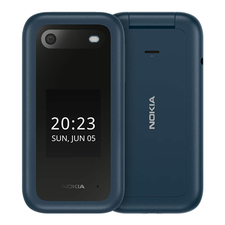 Nokia 2660 Flip Blue, 2.8 ", TFT LCD, 240 x 320, Unisoc, T107, Internal RAM 0.048 GB, 0.128 GB, microSDHC, Dual SIM, Main camera 0.3 MP, 145 telefons