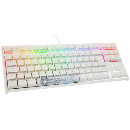 Ducky ONE 2 TKL PBT, Gaming Keyboard, RGB LED light, EN/DE, White, Wired, MX Blue Switch klaviatūra