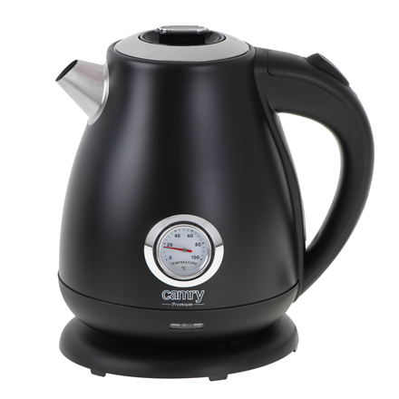 Camry Kettle with a thermometer CR 1344 Electric, 2200 W, 1.7 L, Stainless steel, 360 degrees  rotational base, Black Elektriskā Tējkanna