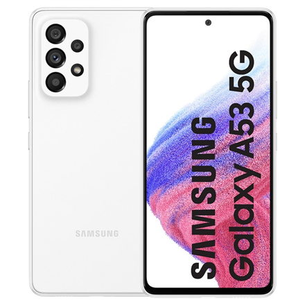 Samsung Galaxy A53 A536 Awesome White, 6.5 ", Super AMOLED, 1080 x 2400, Exynos 1280, Internal RAM 6 GB, 128 GB, MicroSDXC, Dual SIM, Nano-S Mobilais Telefons