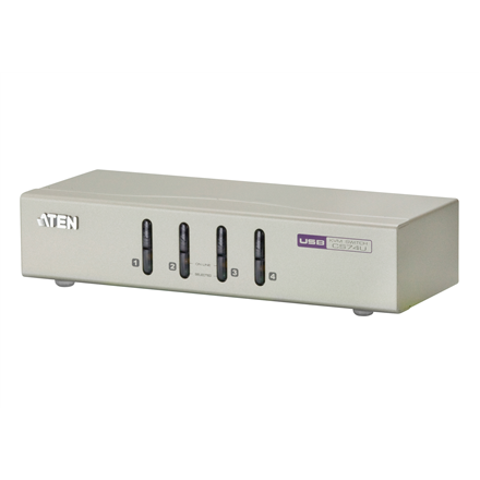 ATEN CS74U 4-Port USB KVM Switch with audio, 4x Cables Set, Non-powered KVM komutators