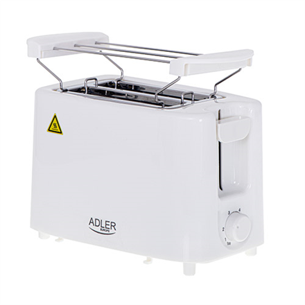 Adler Toaster AD 3223	 Power 750 W, Number of slots 2, Housing material Plastic, White Tosteris