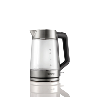 Gorenje Kettle K17GED Electric, 2200 W, 1.7 L, Glass, 360 degrees  rotational base, Stainless Steel Elektriskā Tējkanna