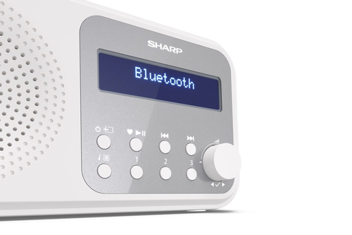 Sharp DR-P420(WH) Tokyo Portable Digital Radio, FM/DAB/DAB+, Bluetooth 5.0, USB or Battery Powered, Snowy White radio, radiopulksteņi