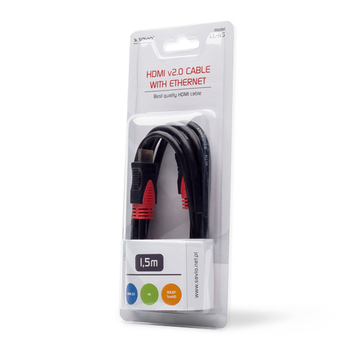 Kabel HDMI Savio CL-95 ( AM-AM M-M PVC 1,5m drut black ) kabelis, vads