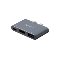 Canyon USB-4-in1 HUB USB-C > HDMI/2xUSB/USB-C  60W retail USB centrmezgli