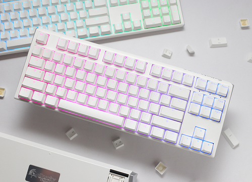 Ducky One 3 Classic Pure White TKL Gaming Tastatur, RGB LED - MX-Silent-Red (US) klaviatūra