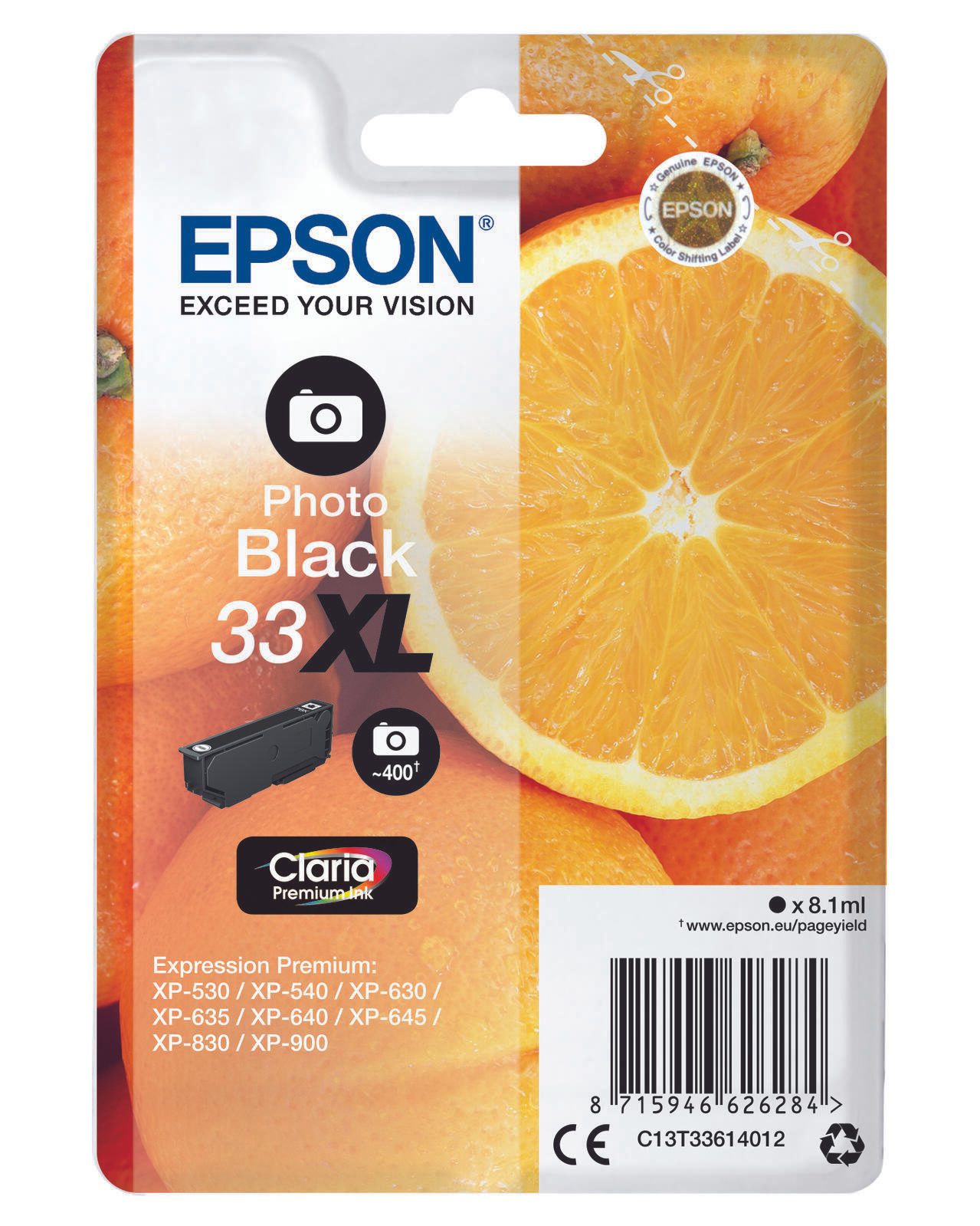 Ink Epson Singlepack Photo Black 33XL Claria Premium Ink kārtridžs