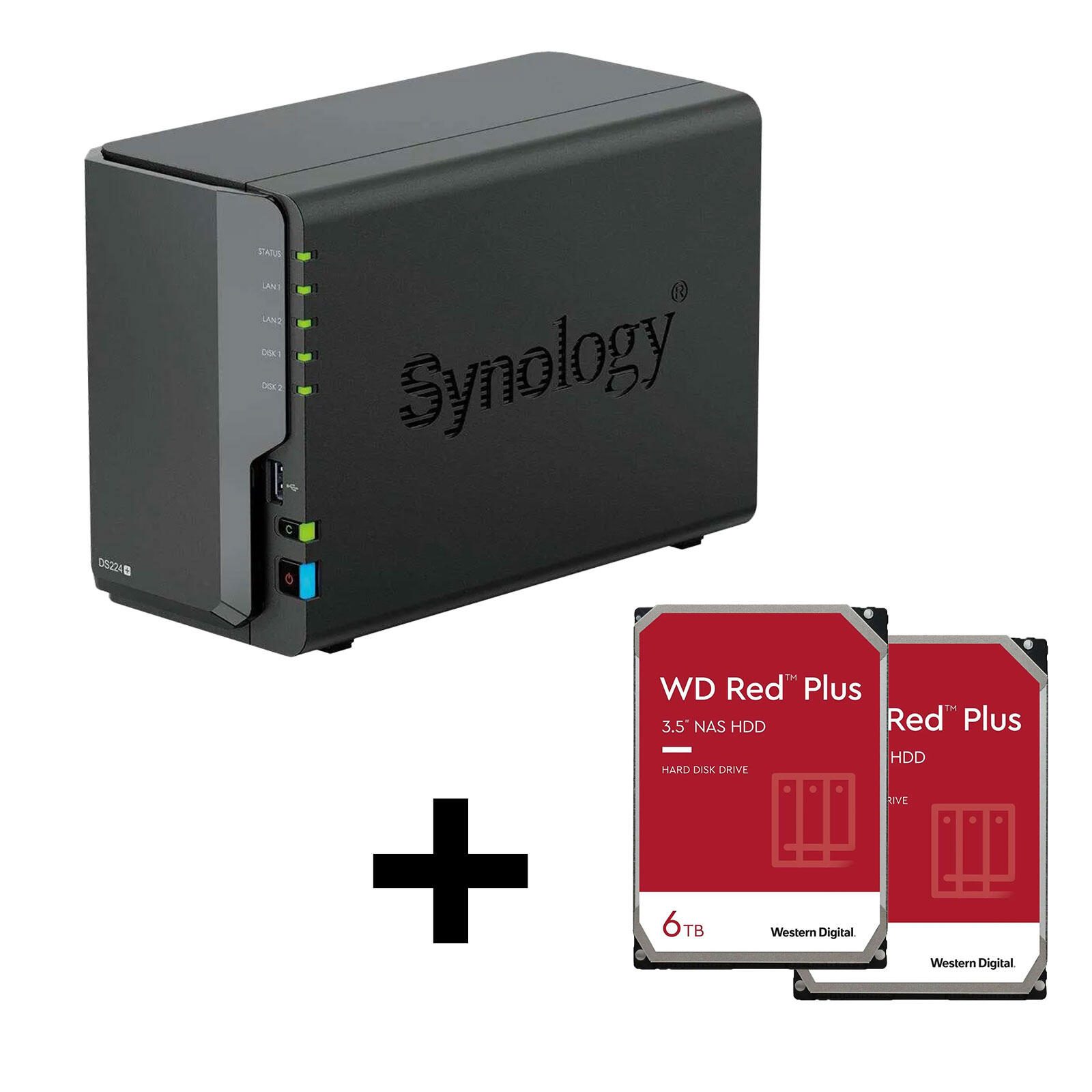 Synology DiskStation DS224+ 2 Einschube NAS-Server Leergehause + 2x WD Red NAS 3.5