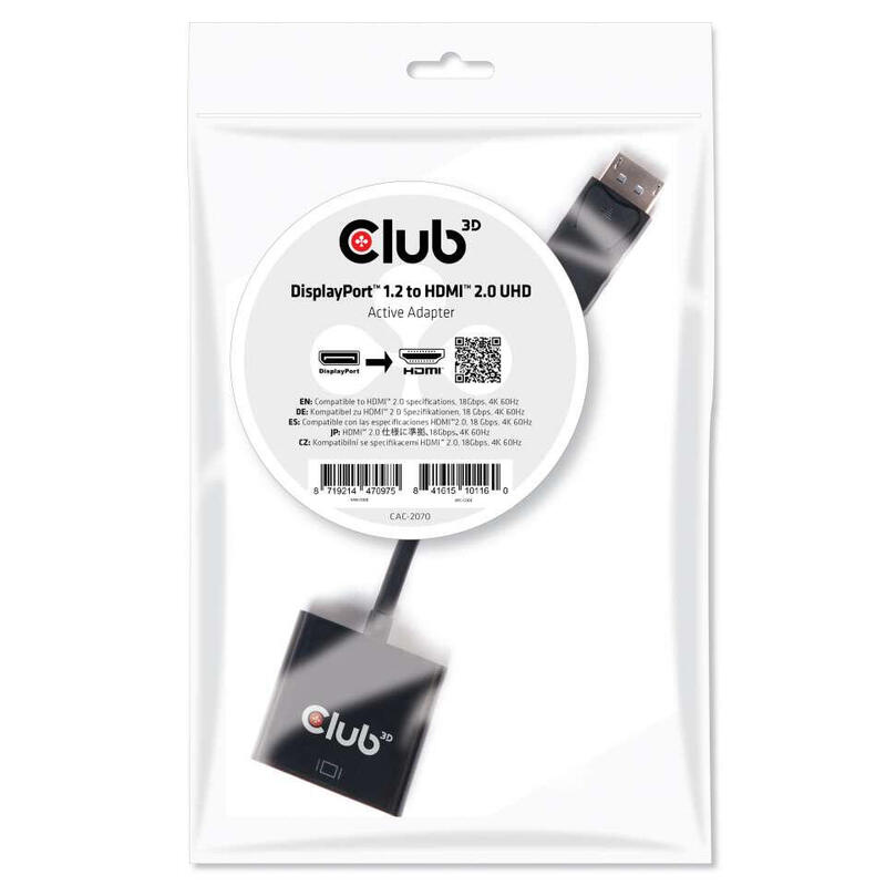 CLUB 3D DP 1.2 > HDMI2.0 4K Bag video karte