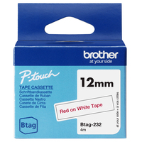 Schriftband Brother 12mmx4m rot/weis BTAG-232