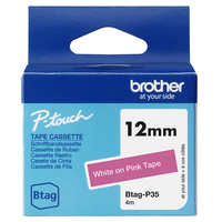 Schriftband Brother 12mmx4m weis/pink BTAG-P35