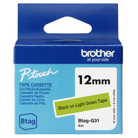 Schriftband Brother 12mmx4m schwarz/hellgrun BTAG-G31