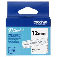 Schriftband Brother 12mmx4m weis/transparent BTAG-135