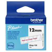 Schriftband Brother 12mmx4m rot/transparent BTAG-132