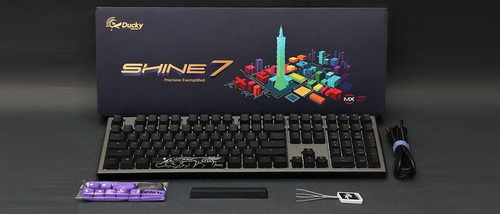 Ducky Shine 7 PBT Gaming Keyboard, MX-Blue, RGB LED - gunmetal klaviatūra