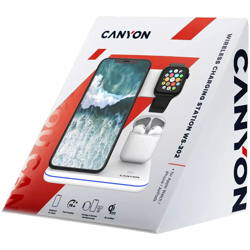 Canyon Ladegerat Wireless Dock 3in1 QI fur Apple  15W  black retail iekārtas lādētājs