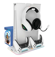 CANYON CS-5, PS5 Charger stand, with RGB light, 315*185*28mm, with 23CM+0.5cm cable, 475±10g, White spēļu konsoles gampad