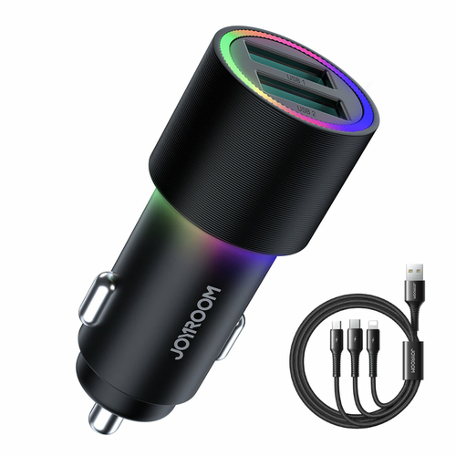 Joyroom car charger 2 x USB with backlight 24W black (JR-CL10) iekārtas lādētājs