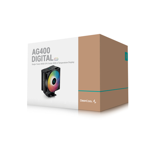 DeepCool AG400 Digital BK ARGB Processor Air cooler 12 cm Black 1 pc(s) procesora dzesētājs, ventilators