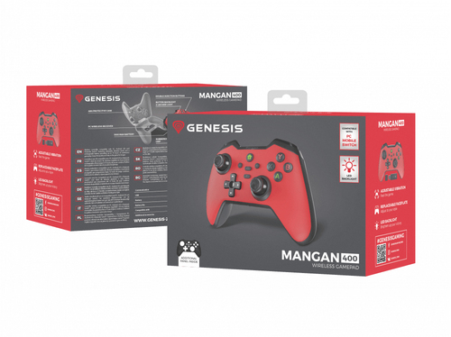 NATEC GAMEPAD GENESIS GAMEPAD MANGAN 400 (PC/SWITCH/MOBILE; WIRELESS, RED) NJG-2102 spēļu konsoles gampad