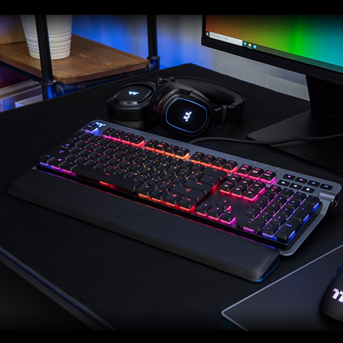 DE layout - Thermaltake Argent K6 RGB, gaming keyboard (titanium, Cherry MX Low Profile RGB Red) klaviatūra