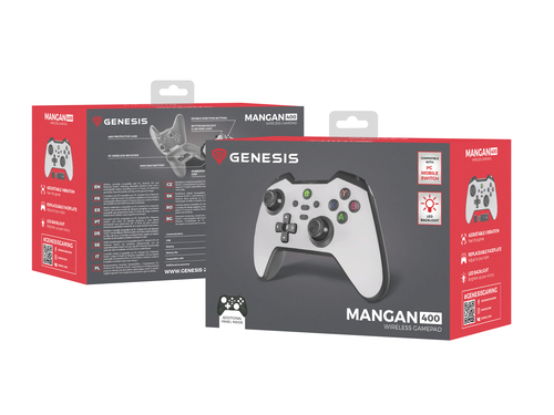 NATEC GAMEPAD GENESIS GAMEPAD MANGAN 400 (PC/SWITCH/MOBILE; WIRELESS, WHITE) NJG-2101 spēļu konsoles gampad