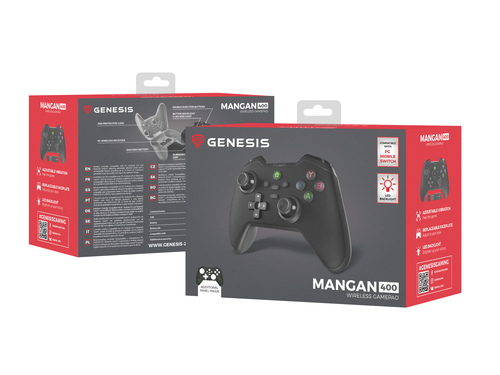 NATEC GAMEPAD GENESIS GAMEPAD MANGAN 400 (PC/SWITCH/MOBILE; WIRELESS, BLACK) NJG-2100 spēļu konsoles gampad