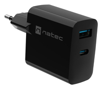 Natec Ribera GaN 65W USB-A USB-C black iekārtas lādētājs