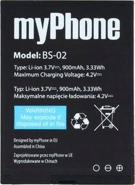 myPhone 1075 / HALO 2 900 mAh BS-02 battery akumulators, baterija mobilajam telefonam