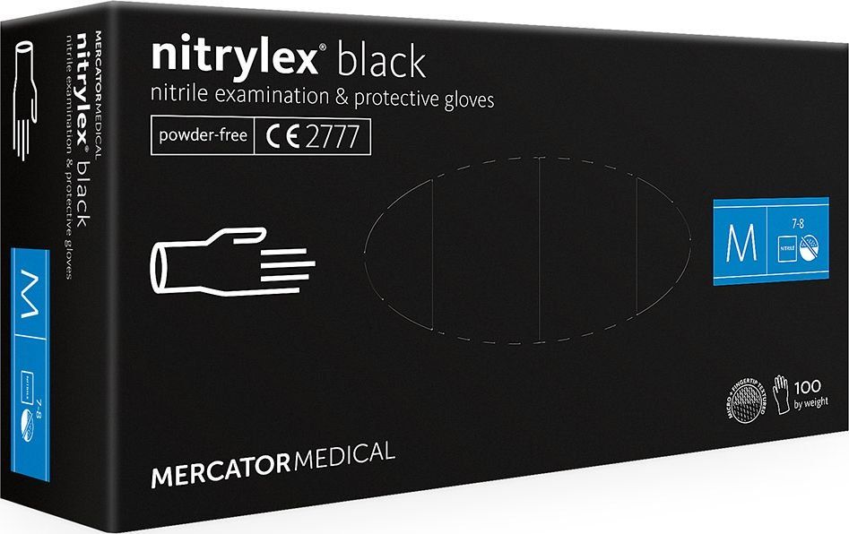 Mercator Medical rekawice diagnostyczne nitrylex black roz. M 100szt. (RD30104003) RD30104003 (5906615029052) cimdi