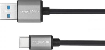 Kabel USB Kruger&Matz USB-A - USB-C 1 m Czarny (KM1244) KM1244 (5901890039666) USB kabelis