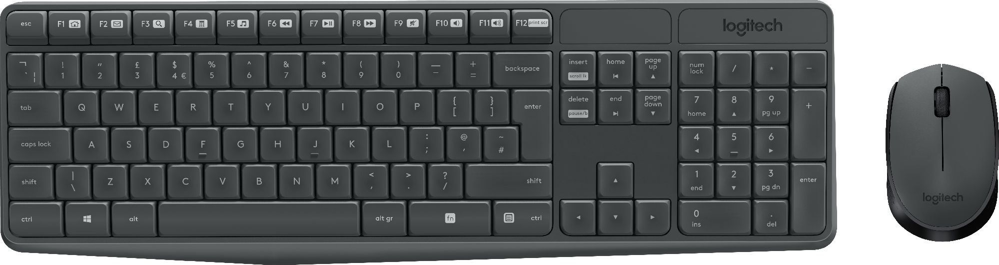 Logitech MK235 combo, Pan Nordic Black, Wireless 5099206063921 klaviatūra