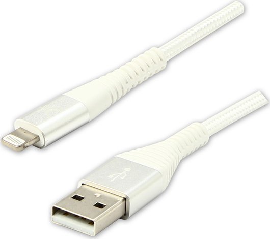 Kabel USB Logo USB-A - Lightning 1 m Bialy 10158103 (8590274718593) USB kabelis