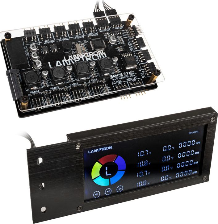 Lamptron SM436 Sync Edition PCI RGB-Lufter und LED-Controller - schwarz aksesuārs datorkorpusiem