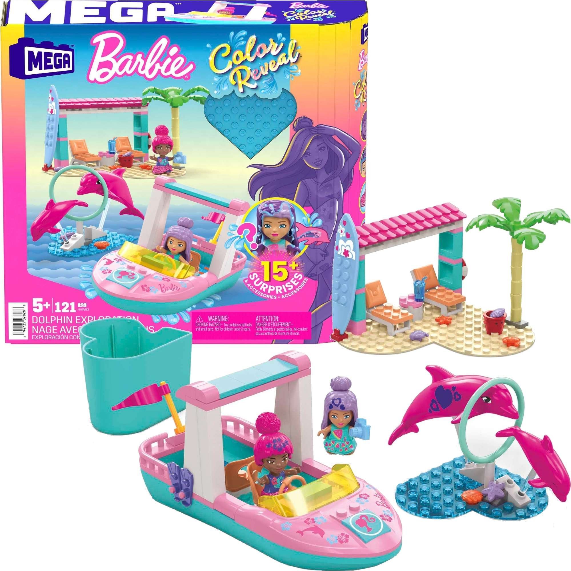 Blocks Barbie Color Reveal Dolphin Exploration konstruktors